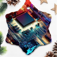 Ai Generated Motherboard City Technology Tech Cpu Ornament (snowflake)