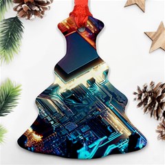 Ai Generated Motherboard City Technology Tech Cpu Ornament (christmas Tree)  by Jancukart