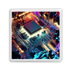 Ai Generated Motherboard City Technology Tech Cpu Memory Card Reader (square) by Jancukart