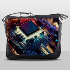 Ai Generated Motherboard City Technology Tech Cpu Messenger Bag by Jancukart