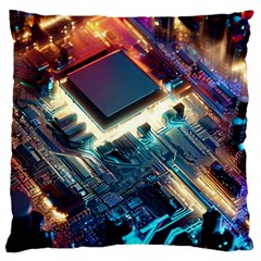 Ai Generated Motherboard City Technology Tech Cpu Large Cushion Case (two Sides)