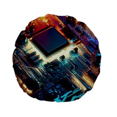 Ai Generated Motherboard City Technology Tech Cpu Standard 15  Premium Round Cushions by Jancukart