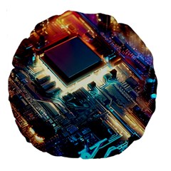 Ai Generated Motherboard City Technology Tech Cpu Large 18  Premium Round Cushions by Jancukart