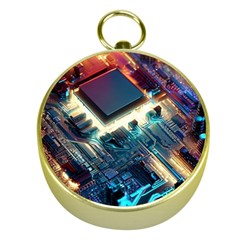 Ai Generated Motherboard City Technology Tech Cpu Gold Compasses by Jancukart