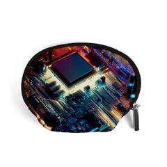 Ai Generated Motherboard City Technology Tech Cpu Accessory Pouch (small) by Jancukart