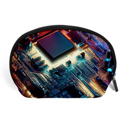 Ai Generated Motherboard City Technology Tech Cpu Accessory Pouch (large) by Jancukart