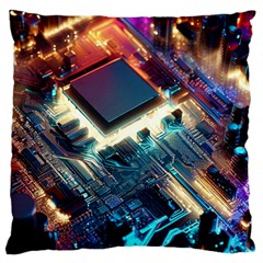 Ai Generated Motherboard City Technology Tech Cpu Standard Premium Plush Fleece Cushion Case (one Side)