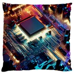 Ai Generated Motherboard City Technology Tech Cpu Large Premium Plush Fleece Cushion Case (Two Sides) Front