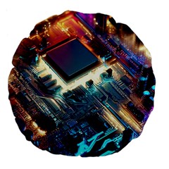 Ai Generated Motherboard City Technology Tech Cpu Large 18  Premium Flano Round Cushions