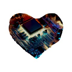 Ai Generated Motherboard City Technology Tech Cpu Standard 16  Premium Flano Heart Shape Cushions