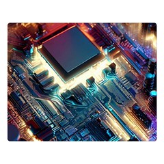 Ai Generated Motherboard City Technology Tech Cpu Two Sides Premium Plush Fleece Blanket (large)