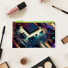 Ai Generated Motherboard City Technology Tech Cpu Cosmetic Bag (xs) by Jancukart