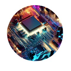 Ai Generated Motherboard City Technology Tech Cpu Mini Round Pill Box by Jancukart