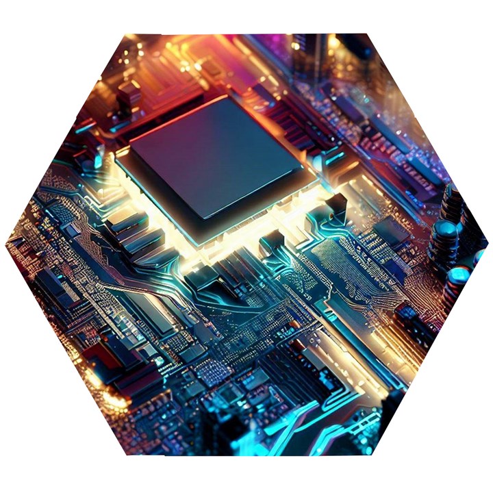 Ai Generated Motherboard City Technology Tech Cpu Wooden Puzzle Hexagon