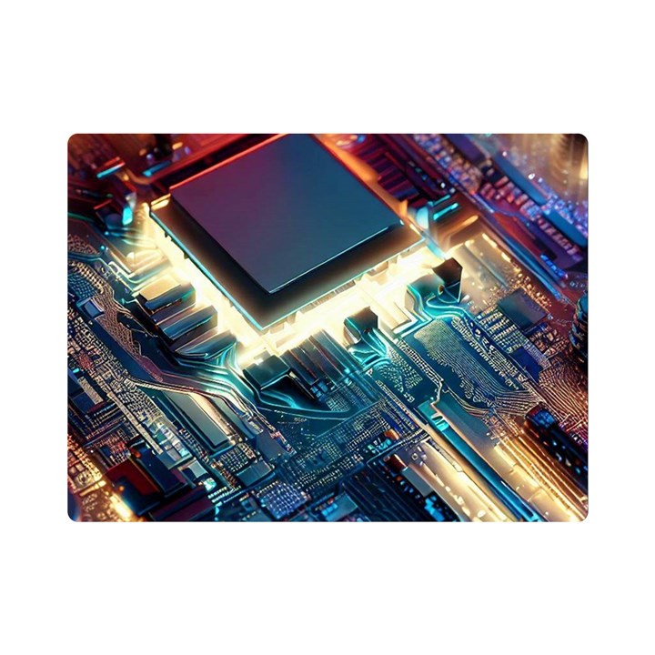 Ai Generated Motherboard City Technology Tech Cpu Premium Plush Fleece Blanket (Mini)