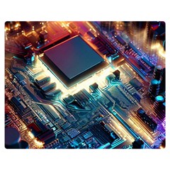 Ai Generated Motherboard City Technology Tech Cpu Premium Plush Fleece Blanket (medium) by Jancukart