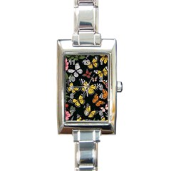 Flowers Butterfly Blooms Flowering Spring Rectangle Italian Charm Watch by Jancukart