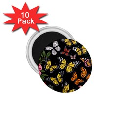 Flowers Butterfly Blooms Flowering Spring 1 75  Magnets (10 Pack) 