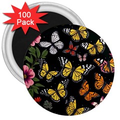 Flowers Butterfly Blooms Flowering Spring 3  Magnets (100 Pack) by Jancukart