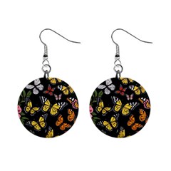 Flowers Butterfly Blooms Flowering Spring Mini Button Earrings