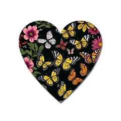 Flowers Butterfly Blooms Flowering Spring Heart Magnet by Jancukart