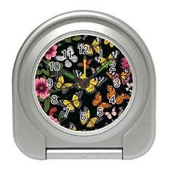 Flowers Butterfly Blooms Flowering Spring Travel Alarm Clock