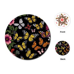 Flowers Butterfly Blooms Flowering Spring Playing Cards Single Design (round)