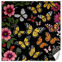 Flowers Butterfly Blooms Flowering Spring Canvas 12  X 12 