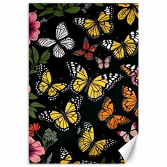 Flowers Butterfly Blooms Flowering Spring Canvas 12  X 18 