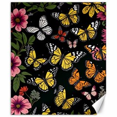 Flowers Butterfly Blooms Flowering Spring Canvas 20  X 24 