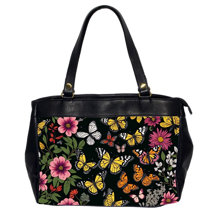 Flowers Butterfly Blooms Flowering Spring Oversize Office Handbag (2 Sides)