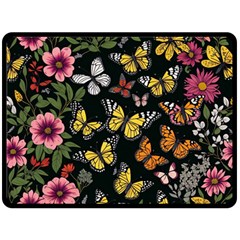 Flowers Butterfly Blooms Flowering Spring Fleece Blanket (large) by Jancukart