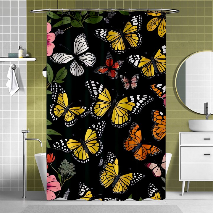 Flowers Butterfly Blooms Flowering Spring Shower Curtain 48  x 72  (Small) 