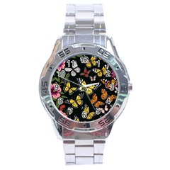 Flowers Butterfly Blooms Flowering Spring Stainless Steel Analogue Watch