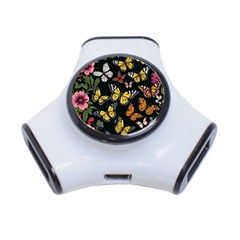 Flowers Butterfly Blooms Flowering Spring 3-port Usb Hub