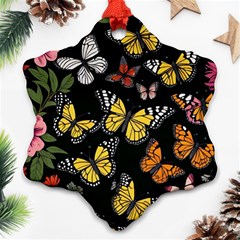 Flowers Butterfly Blooms Flowering Spring Ornament (snowflake)