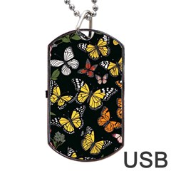 Flowers Butterfly Blooms Flowering Spring Dog Tag Usb Flash (one Side)