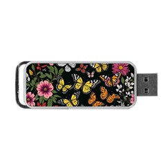 Flowers Butterfly Blooms Flowering Spring Portable Usb Flash (one Side)