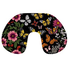 Flowers Butterfly Blooms Flowering Spring Travel Neck Pillow