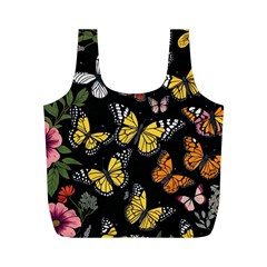 Flowers Butterfly Blooms Flowering Spring Full Print Recycle Bag (m)