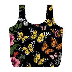 Flowers Butterfly Blooms Flowering Spring Full Print Recycle Bag (l)