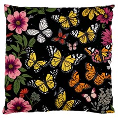 Flowers Butterfly Blooms Flowering Spring Standard Premium Plush Fleece Cushion Case (one Side)