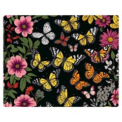 Flowers Butterfly Blooms Flowering Spring Two Sides Premium Plush Fleece Blanket (medium) by Jancukart