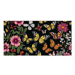 Flowers Butterfly Blooms Flowering Spring Satin Shawl 45  X 80 