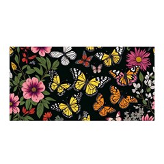 Flowers Butterfly Blooms Flowering Spring Satin Wrap 35  X 70 