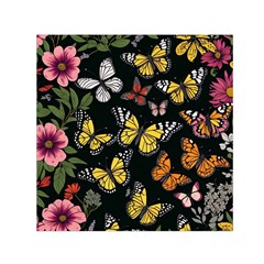 Flowers Butterfly Blooms Flowering Spring Square Satin Scarf (30  X 30 )