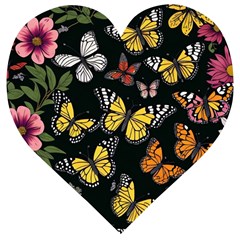 Flowers Butterfly Blooms Flowering Spring Wooden Puzzle Heart