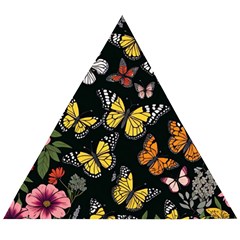 Flowers Butterfly Blooms Flowering Spring Wooden Puzzle Triangle