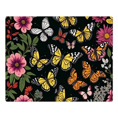 Flowers Butterfly Blooms Flowering Spring Premium Plush Fleece Blanket (large)