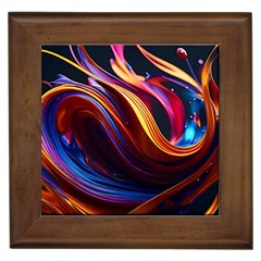 Ai Generated Waves Splash Liquid Paint Wall Framed Tile by Jancukart